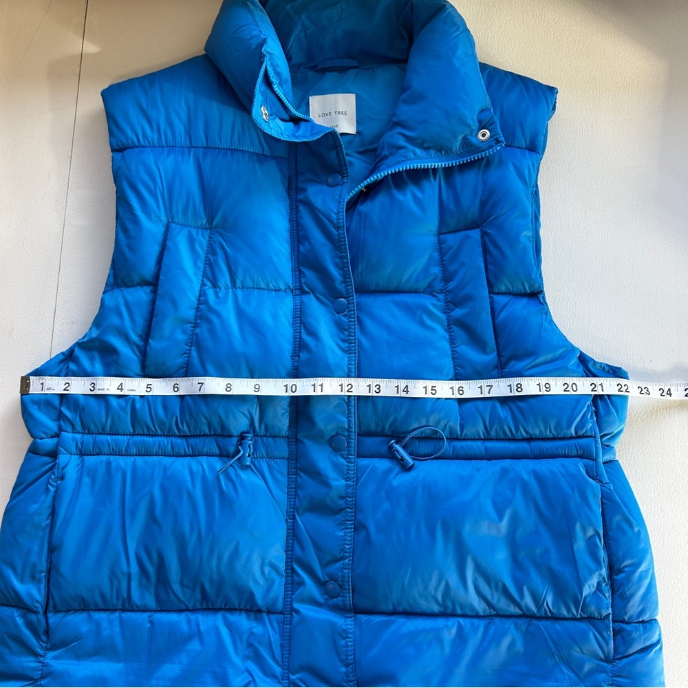 Love Tree Blue Puffer Vest With Cinch Waist Size Large - Picture 9 of 11